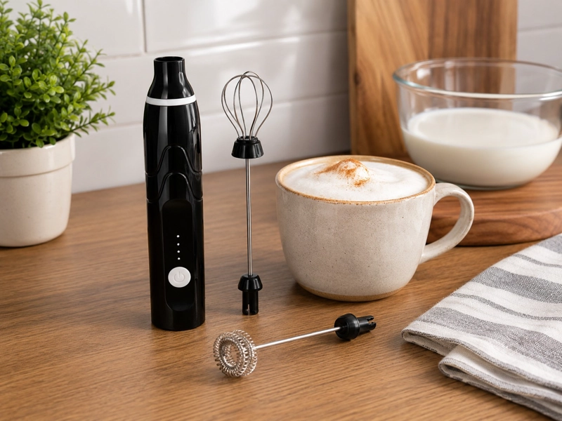 ESPUMADOR BATIDOR DE MANO RECARGABLE 3 VELOCIDADES CON DOBLE CABEZAL PARA CAFE , MATCHA Y PROTEINAS - 4