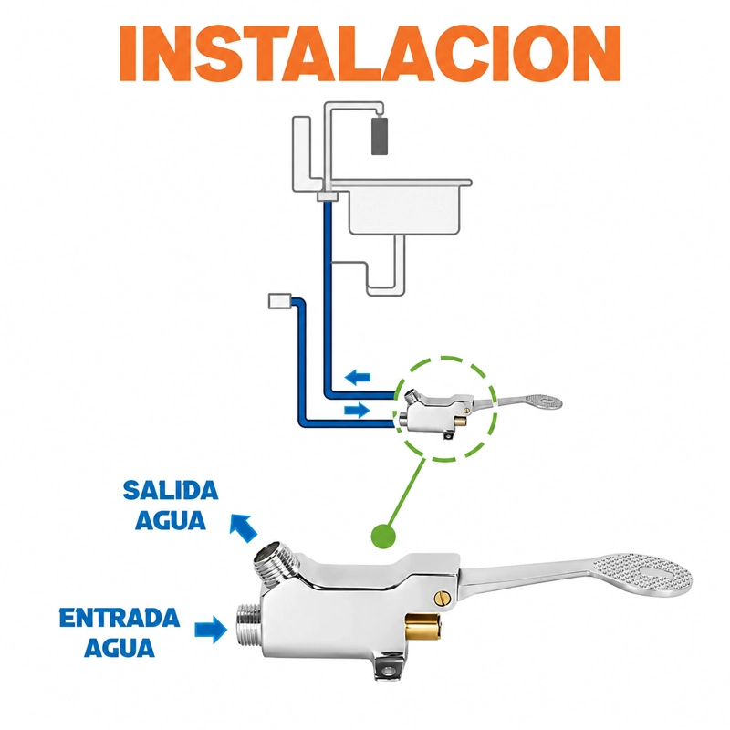 VALVULA PEDAL HE-HE 1/2' MARCA TAUMM COLOR CROMO - 3