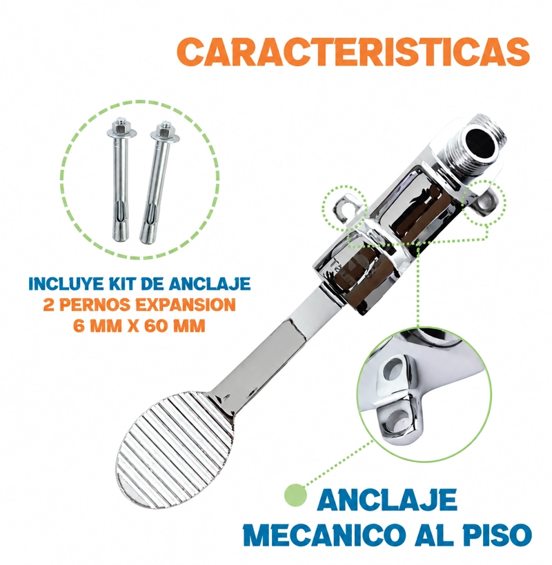 VALVULA PEDAL HE-HE 1/2' MARCA TAUMM COLOR CROMO - 5
