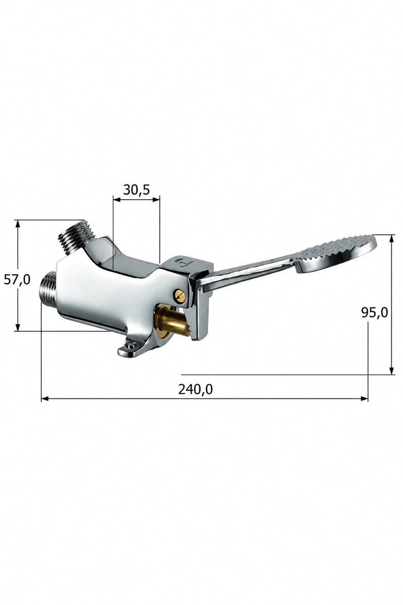 VALVULA PEDAL HE-HE 1/2' MARCA TAUMM COLOR CROMO - 8