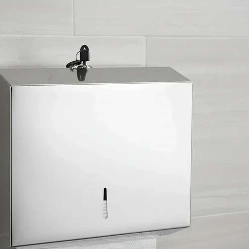 DISPENSADOR DE TOALLA INTERFOLIADAS ACERO INOXIDABLE TÄUMM DE PARED CON LLAVE 400 TOALLAS - 10