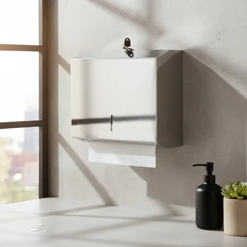 DISPENSADOR DE TOALLA INTERFOLIADAS ACERO INOXIDABLE TÄUMM DE PARED CON LLAVE 400 TOALLAS - 3