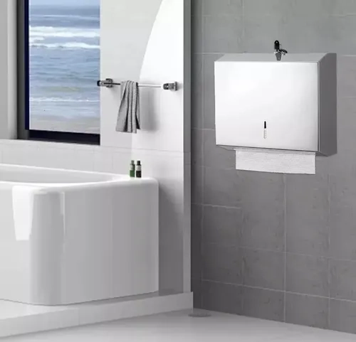 DISPENSADOR DE TOALLA INTERFOLIADAS ACERO INOXIDABLE TÄUMM DE PARED CON LLAVE 400 TOALLAS - 5