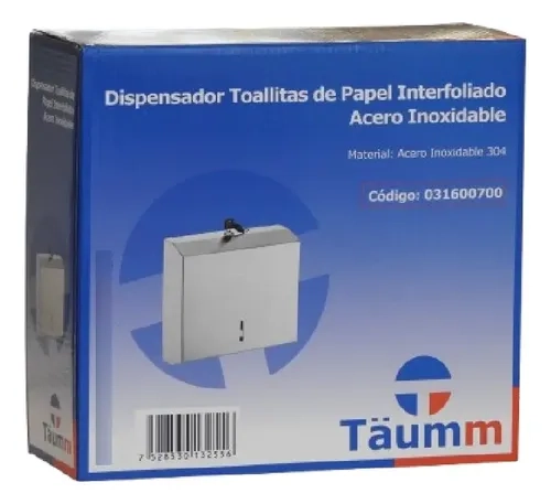 DISPENSADOR DE TOALLA INTERFOLIADAS ACERO INOXIDABLE TÄUMM DE PARED CON LLAVE 400 TOALLAS - 7