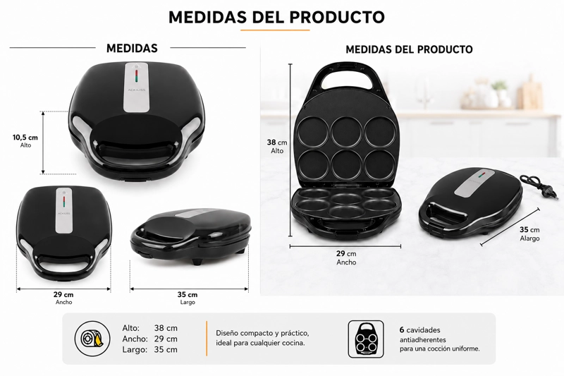 TOSTADOR MULTIUSO ANTIADHERENTE ACKILISS PARA AREPAS/PANQUEQUES 6 UNIDADES - 8