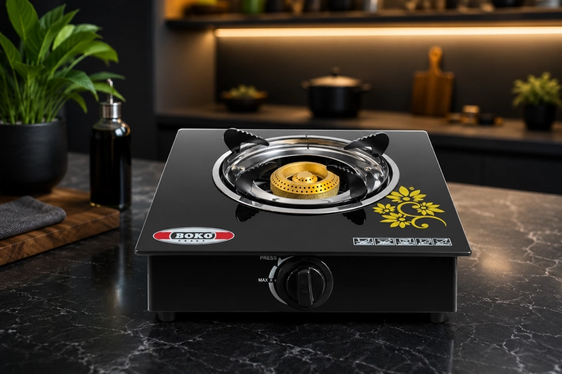 COCINA A GAS VIDRIO TEMPLADO NEGRO NEW LINE 1 PLATO PORTATIL - 2