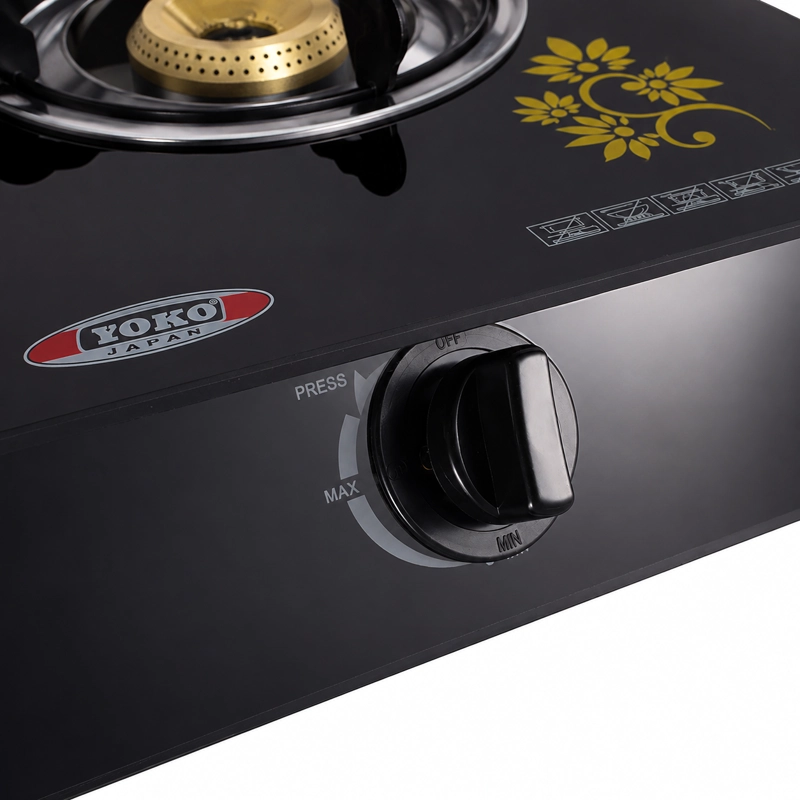 COCINA A GAS VIDRIO TEMPLADO NEGRO NEW LINE 1 PLATO PORTATIL - 5