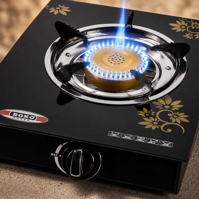 COCINA A GAS VIDRIO TEMPLADO NEGRO NEW LINE 1 PLATO PORTATIL - 6