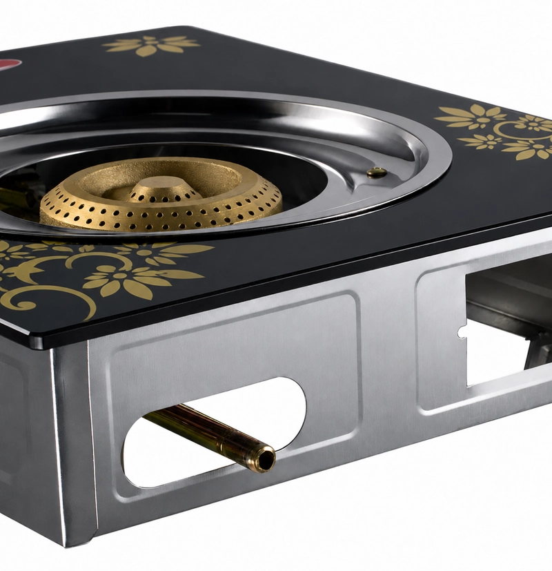 COCINA A GAS VIDRIO TEMPLADO NEGRO NEW LINE 1 PLATO PORTATIL - 9