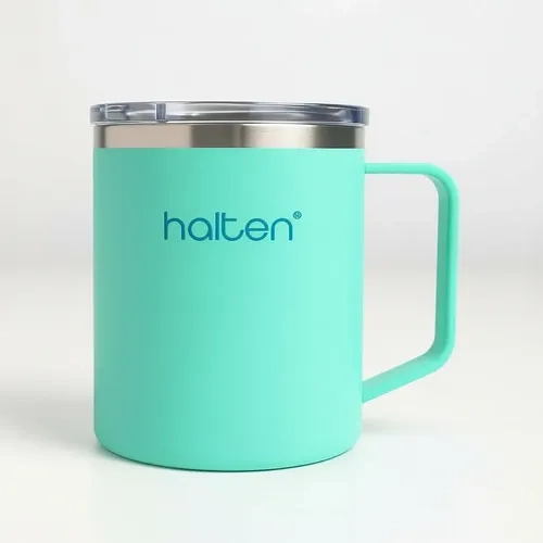 TERMO MUG CAFE 450 ML ACERO PLASTICO FUNNY HALTEN VERDE MENTA - 5