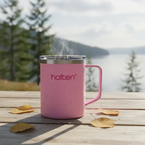 TERMO 450 ML ACERO INOXIDABLE HALTEN FUNNY MUG ROSA - 1