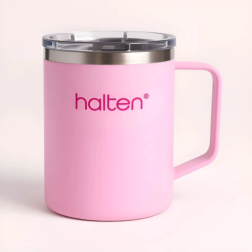 TERMO 450 ML ACERO INOXIDABLE HALTEN FUNNY MUG ROSA - 2