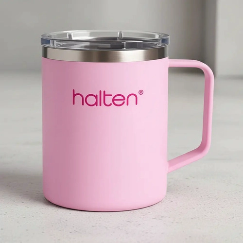 TERMO 450 ML ACERO INOXIDABLE HALTEN FUNNY MUG ROSA - 3