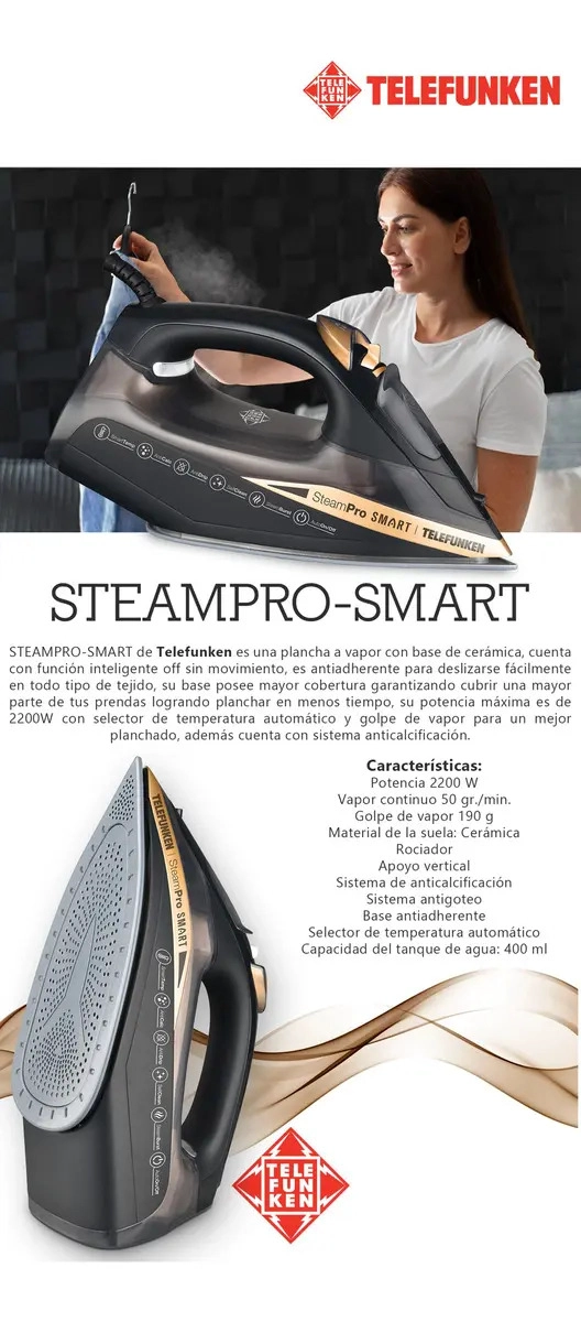 PLANCHA A VAPOR  TELEFUNKEN STEAMPRO SMART NEGRO - 7