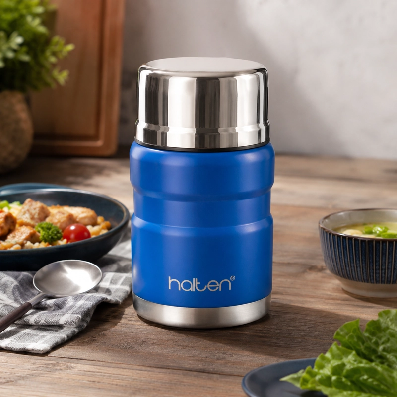 TERMO DE COMIDA ACERO INOX 750 ML MARCA HALTEN COLOR AZUL ELECTRICO - 1
