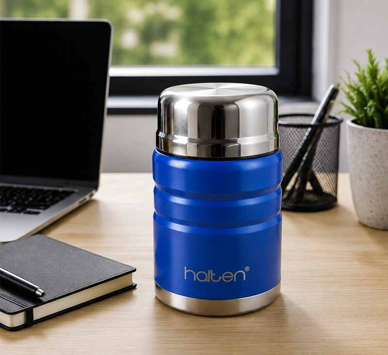 TERMO DE COMIDA ACERO INOX 750 ML MARCA HALTEN COLOR AZUL ELECTRICO - 11