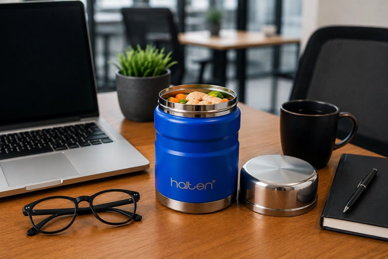 TERMO DE COMIDA ACERO INOX 750 ML MARCA HALTEN COLOR AZUL ELECTRICO - 3