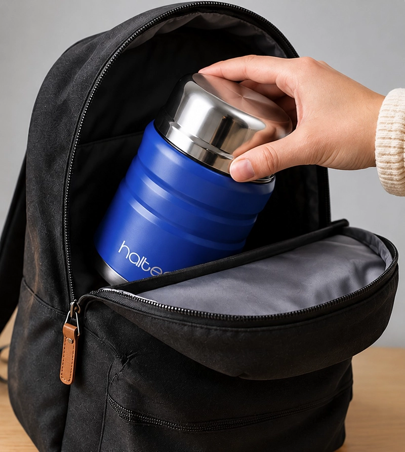 TERMO DE COMIDA ACERO INOX 750 ML MARCA HALTEN COLOR AZUL ELECTRICO - 5