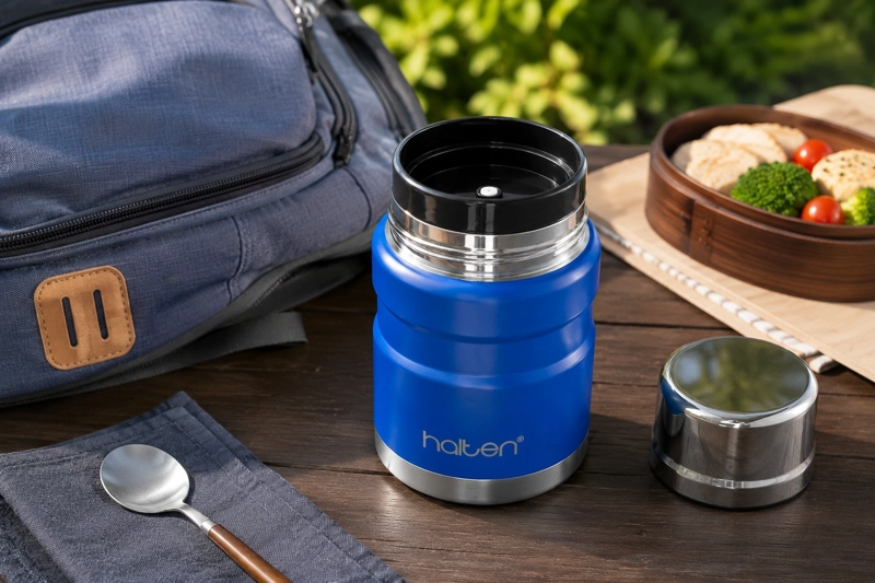 TERMO DE COMIDA ACERO INOX 750 ML MARCA HALTEN COLOR AZUL ELECTRICO - 6