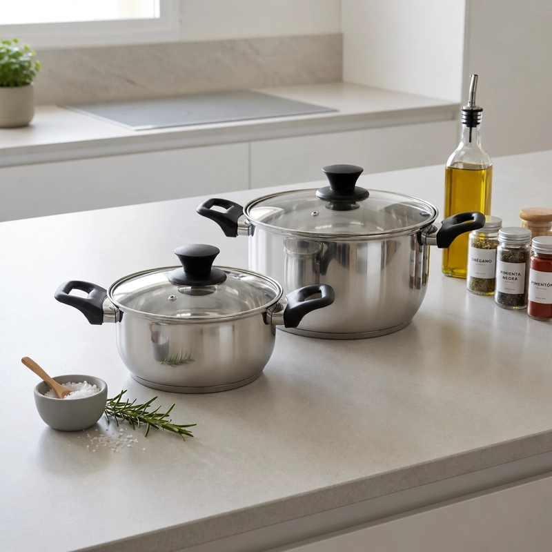 BATERIA DE COCINA CON ACCESORIOS 7 PIEZAS MODELO BALI MARCA MARMICOC COLOR CROMO - 3