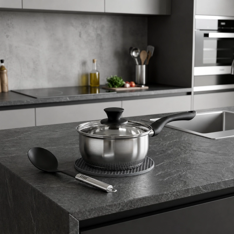 BATERIA DE COCINA CON ACCESORIOS 7 PIEZAS MODELO BALI MARCA MARMICOC COLOR CROMO - 9