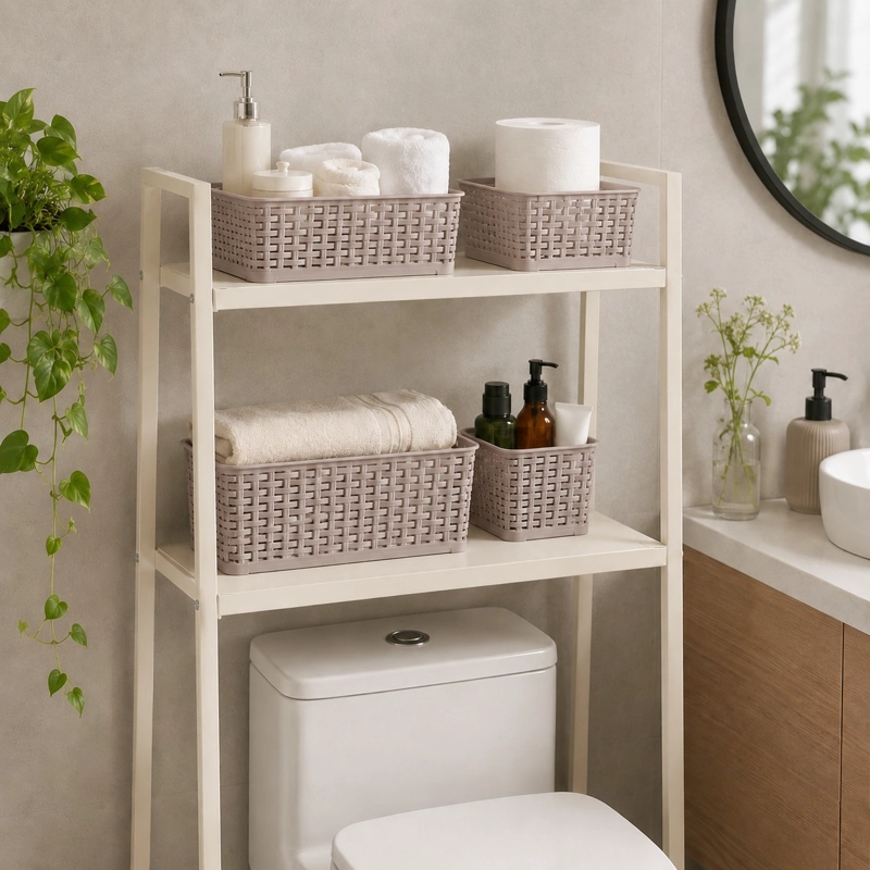 SET DE 4 CANASTILLAS CANASTAS ORGANIZADORAS COLOR TAUPE MARCA REYPLAST - 3