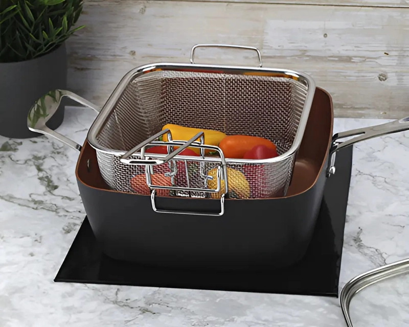 SARTE N OLLA DOBLE FONDO ANTIADHERENTE MARMICOC MULTIUSO NEGRO 4L - 1