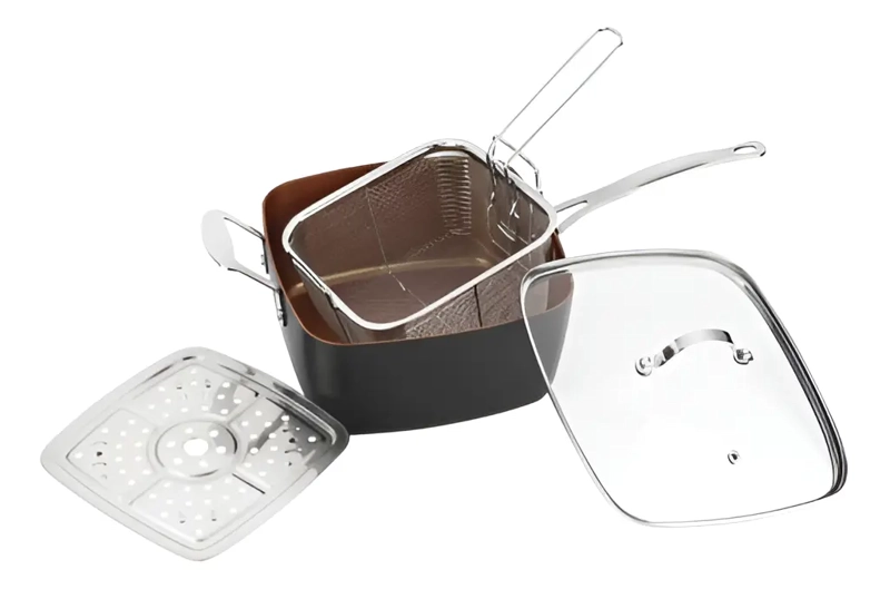SARTE N OLLA DOBLE FONDO ANTIADHERENTE MARMICOC MULTIUSO NEGRO 4L - 2