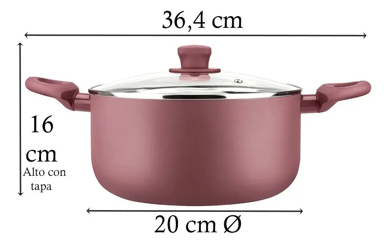 OLLA DOBLE FONDO ANTIADHERENTE MARMICOC SPRING GRANATE 20 CM - 9