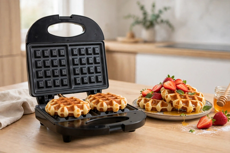 WAFFLERA DOBLE ANTIADHERENTE 700W MARCA LUMABELLA COLOR NEGRO - 3