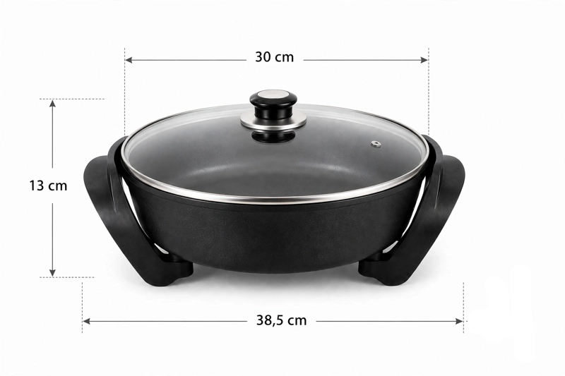 SARTE N ELE CTRICO MULTIFUNCIONAL ALUMINIO ANTIADHERENTE SOKANY 30CM 1500W 5 LITROS TAPA DE VIDRIO - 8