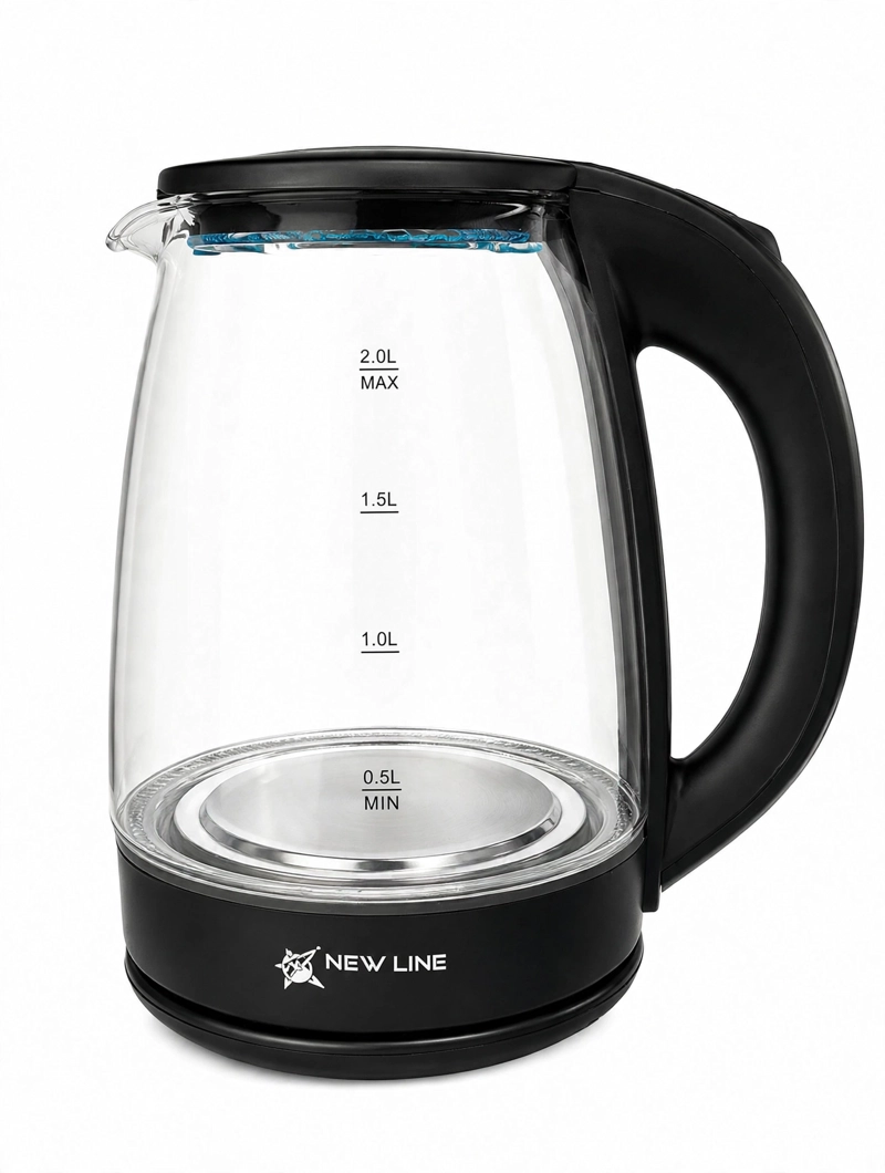 HERVIDOR ELECTRICO DE VIDRIO CAPACIDAD DE 2 LITROS 1500W NEW LINE COLOR NEGRO - 3