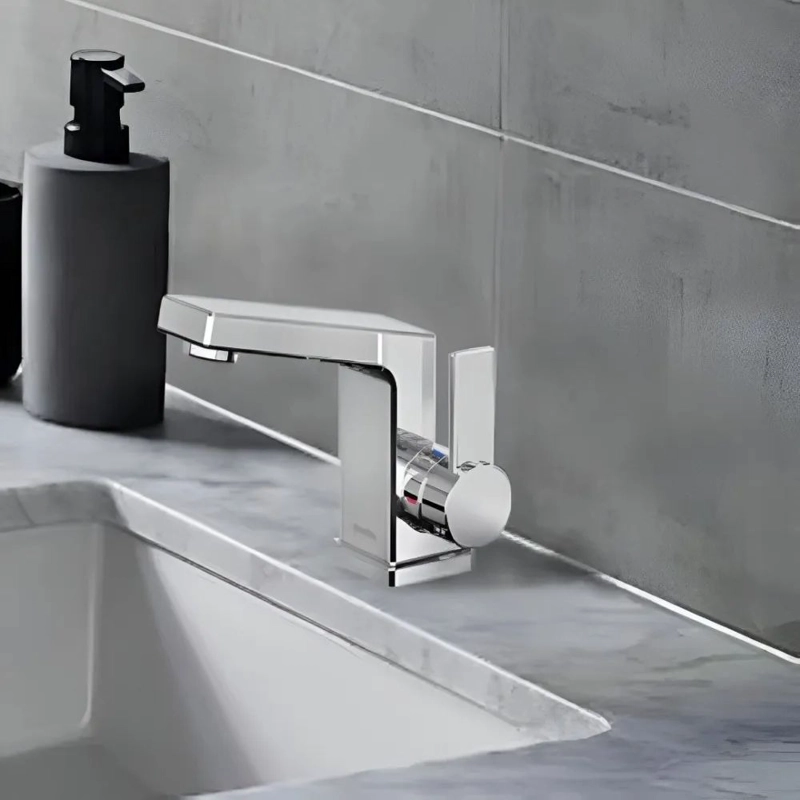 MONOMANDO LLAVE GRIFO PARA LAVATORIO MODELO RIDOTTI MARCA STRETTO COLOR CROMO - 3