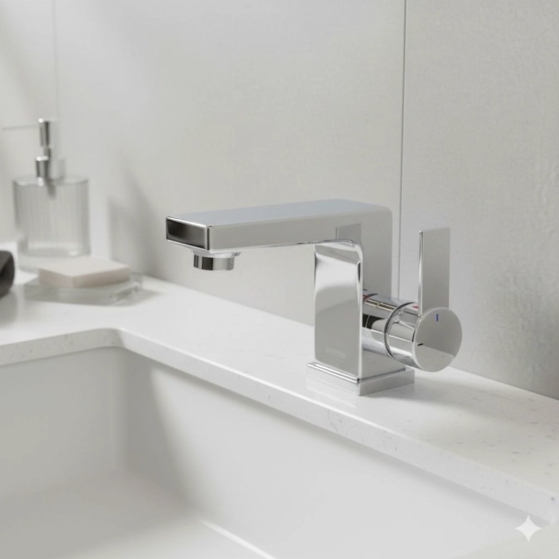 MONOMANDO LLAVE GRIFO PARA LAVATORIO MODELO RIDOTTI MARCA STRETTO COLOR CROMO - 5