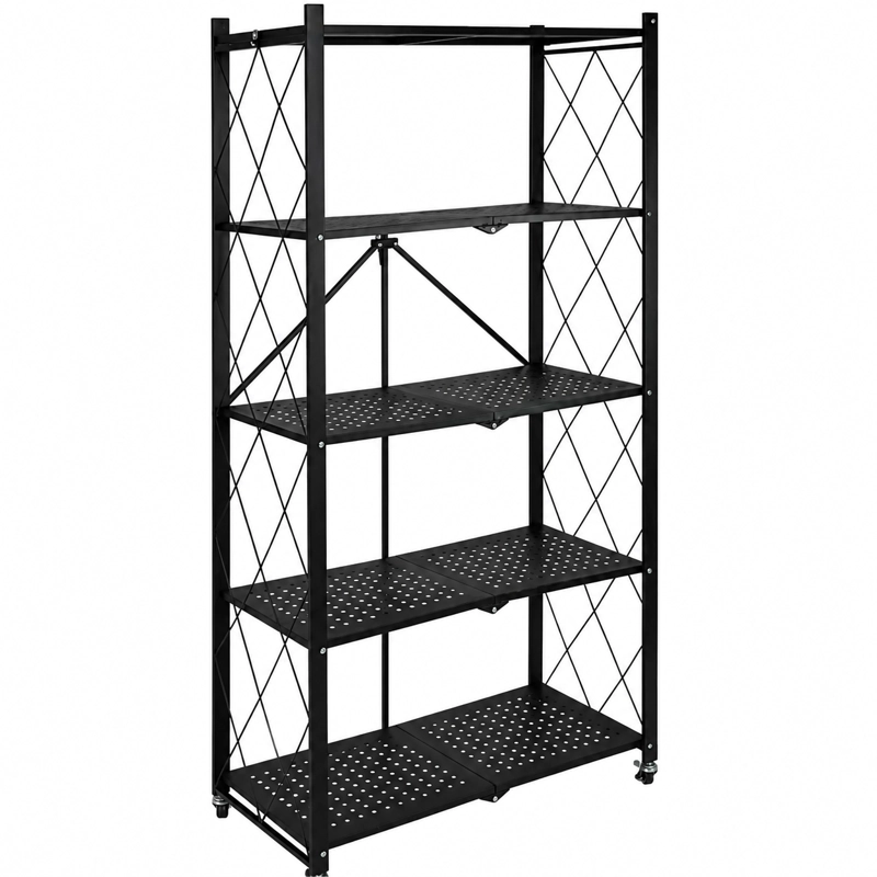 ESTANTE PLEGABLE 5 NIVELES ORGANIZADOR COCINA ACERO CARBONO NEGRO - 3