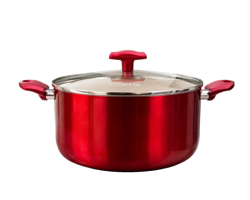 OLLA CACEROLA ANTIADHERENTE DE ALUMINIO 30 CM 10,5 LTS CON TAPA MODELO ROSSO MARCA VITTA - 2