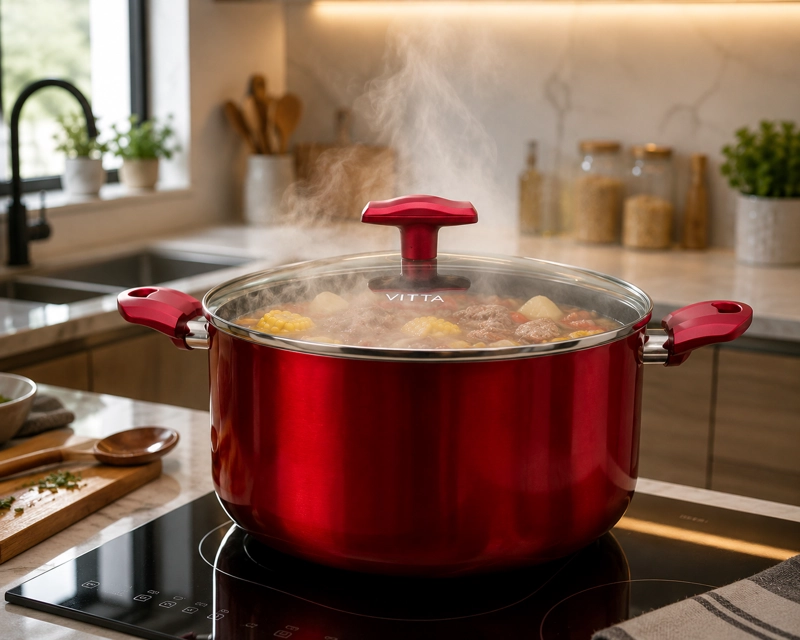 OLLA CACEROLA ANTIADHERENTE DE ALUMINIO 30 CM 10,5 LTS CON TAPA MODELO ROSSO MARCA VITTA - 3