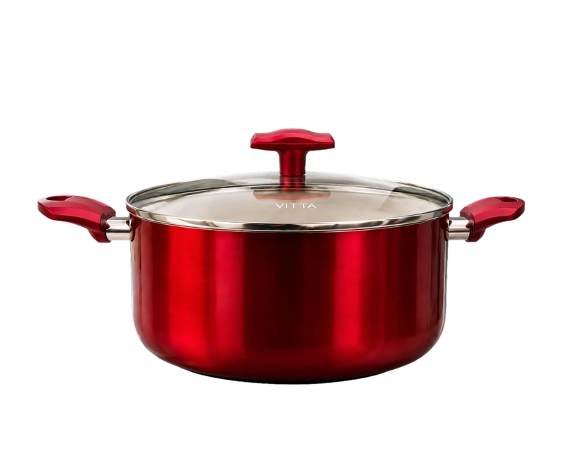 OLLA CACEROLA ANTIADHERENTE DE ALUMINIO 28 CM 8,6 LTS CON TAPA MODELO ROSSO MARCA VITTA - 2
