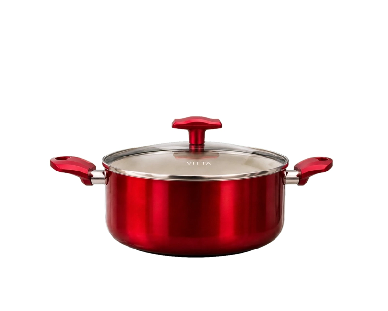 OLLA CACEROLA ANTIADHERENTE DE ALUMINIO 24 CM 5,4 LTS CON TAPA MODELO ROSSO MARCA VITTA - 2