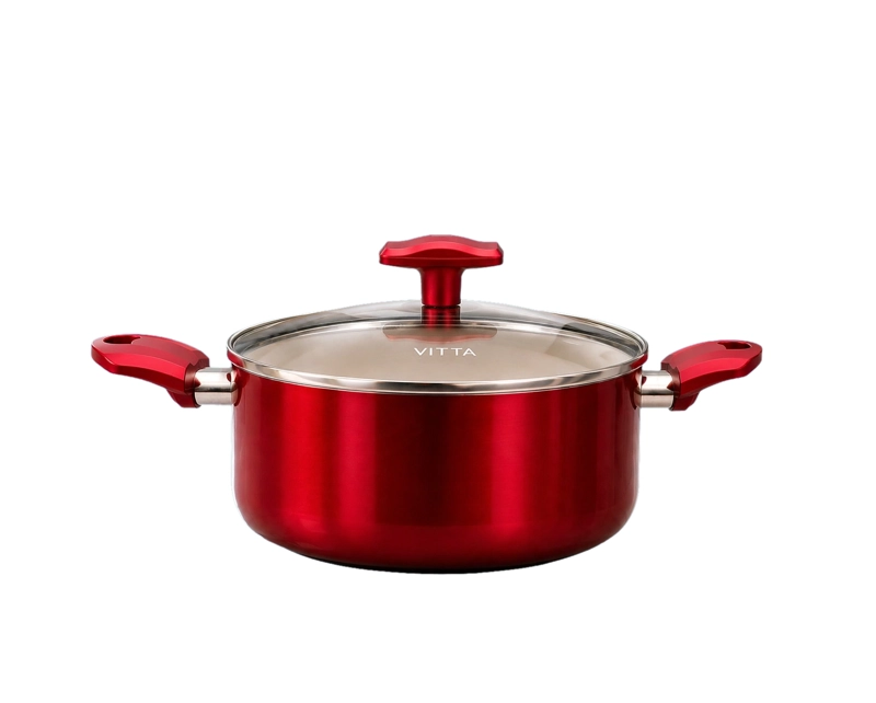 OLLA CACEROLA ANTIADHERENTE DE ALUMINIO 20 CM 4,8 LTS CON TAPA MODELO ROSSO MARCA VITTA - 3