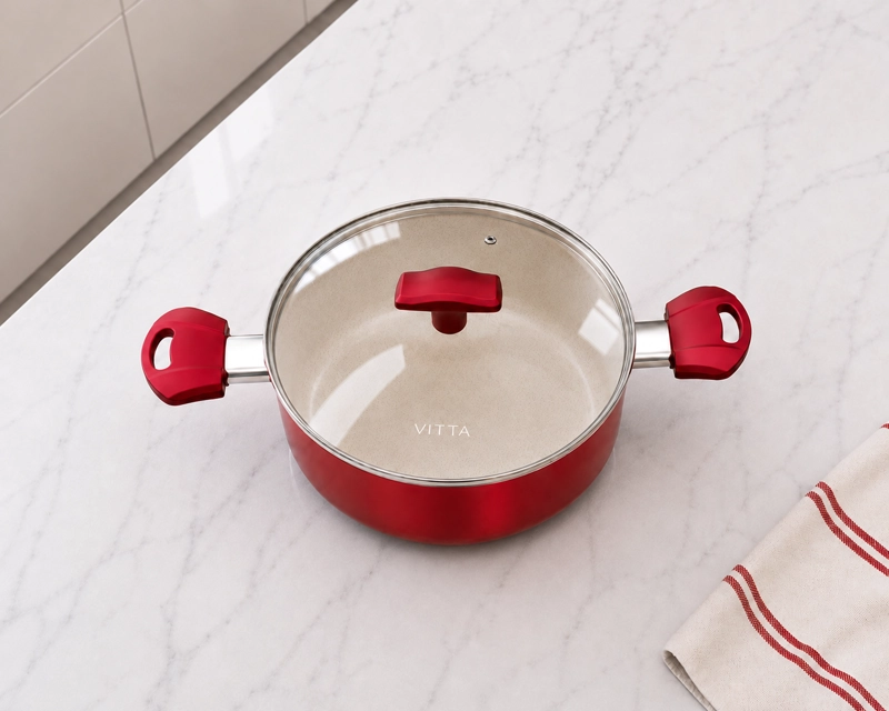 OLLA CACEROLA ANTIADHERENTE DE ALUMINIO 20 CM 4,8 LTS CON TAPA MODELO ROSSO MARCA VITTA - 5