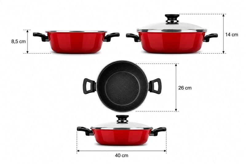 OLLA ARROCERA ANTIHADERENTE 26 CM 4,5 LITROS MODELO CORAL DUE MARCA MAGEFESA COLOR ROJO - 10