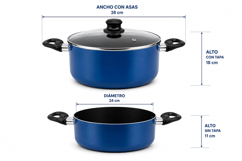 OLLA CACEROLA ANTIADHERENTE 24 CM 5 LITROS MODELO ROYAL BLUE MARCA VITTA - 8