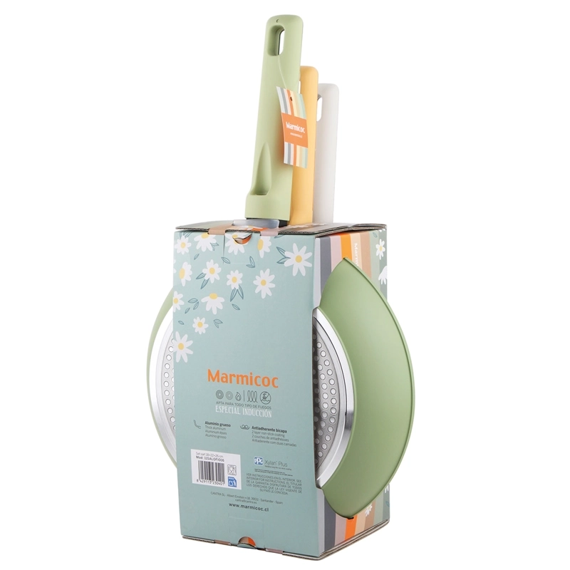 SET DE 3 SARTENES ANTIADHERENTES ALUMINIO FORJADO 18-22-26 CM MODELO FLOWERS MARCA MARMICOC - 12