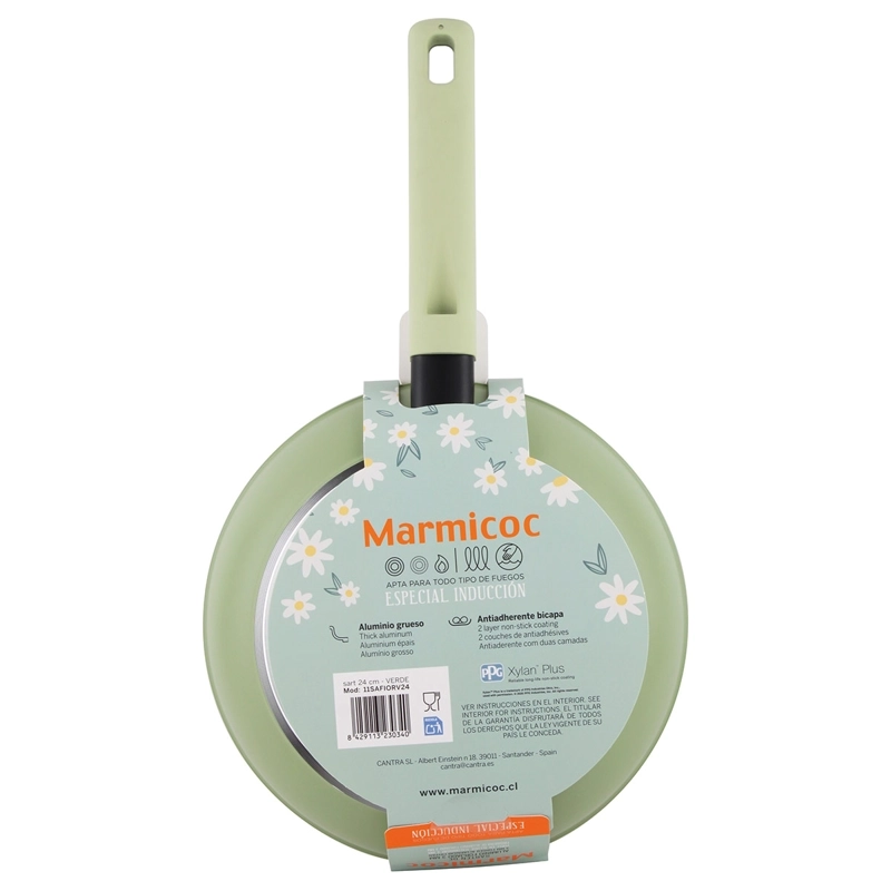 SARTEN ANTIADHERENTE 24 CM ALUMINIO FORJADO MODELO FLOWERS MARMA MARMICOC COLOR VERDE - 9