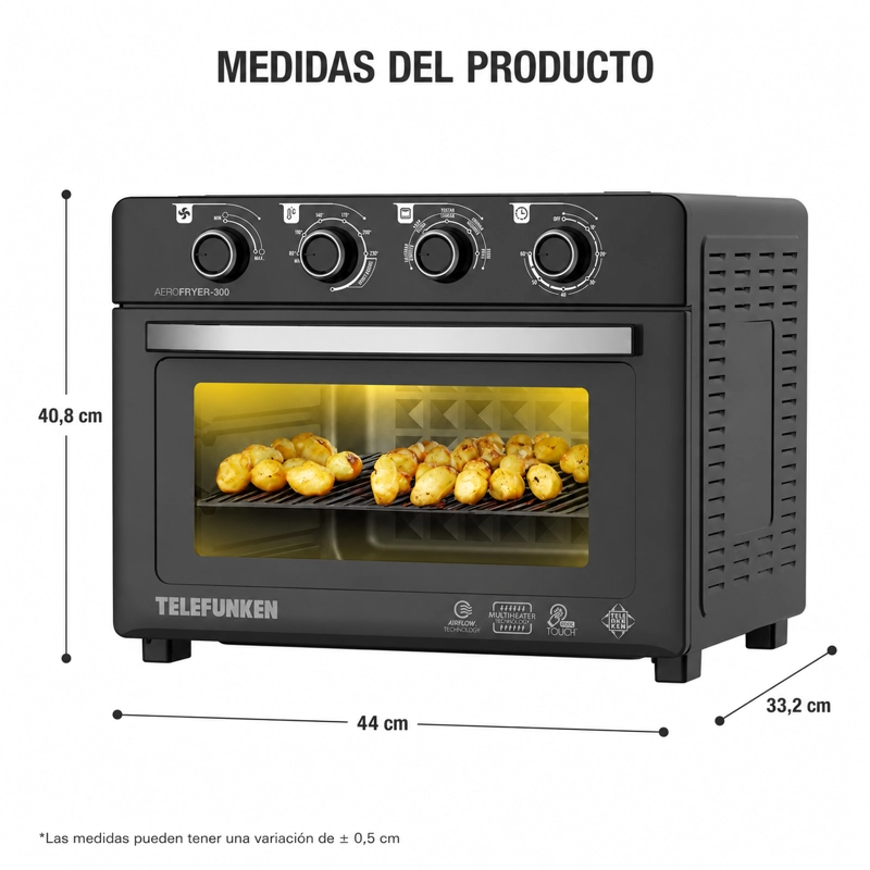 HORNO FREIDORA DE AIRE TELEFUNKEN AEROFRYER 300 30L 2100W - 8