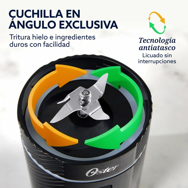 LICUADORA PORTATIL JUGUERA USB GOMAX 590 ML OSTER NEGRA - 6