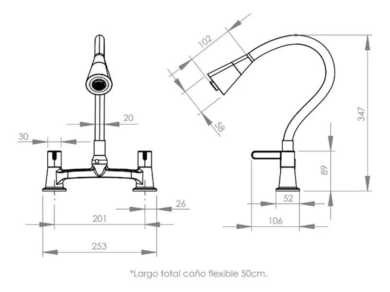 COMBINACION LLAVE GRIFO PARA LAVAPLATOS FERRARA STRETTO - 4