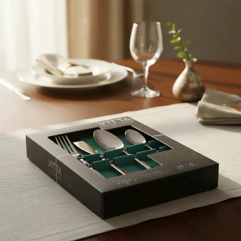 SET DE CUCHILLERIA 24 PIEZAS CON CUCHILLO DE CARNE ESPESOR 1.8 MM MODELO VIGO MARCA VITTA - 1