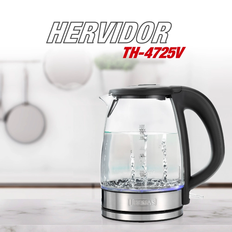 HERVIDOR ELE CTRICO DE VIDRIO THOMAS TH-4725V 1,7 LITROS 2200W TETERA JARRO NEGRO - 2